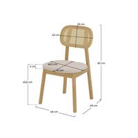 Musea chaise en cannage de rotin et tissu beige