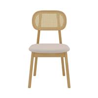 Musea chaise en cannage de rotin et tissu beige