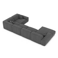 Doreli canapé panoramique angle gauche en tissu texturé gris anthracite
