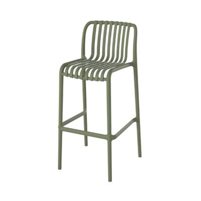 Lumi chaise de bar d'extérieur en plastique vert kaki H76cm