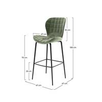 Lotus chaise de bar verte en velours matelassé H75