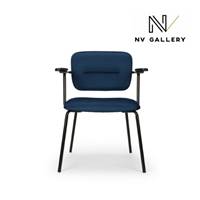 Agathe fauteuil velours bleu et métal noir