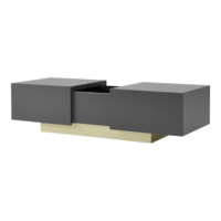 Elsdon table basse à rangements, gris charbon et laiton
