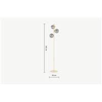 Globe lampadaire triple laiton et verre fumé