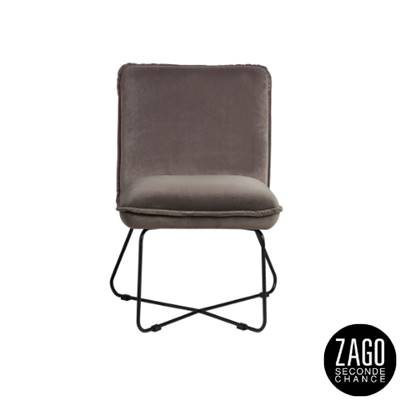 Hall fauteuil en velours gris foncé pieds métal noir