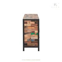 Factory buffet bois de bateau recyclé 2 portes 4 tiroirs L160cm