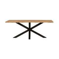 Live table à manger en bois d'acacia bords irréguliers pieds métal 220cm