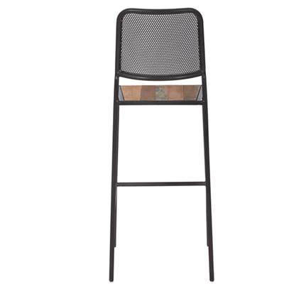 Kléo tabouret métal et bois de bateau recyclé H80cm