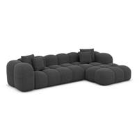 Cotton canapé d'angle droit en tissu texturé gris anthracite