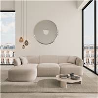 Gankeri canapé d'angle gauche en tissu texturé beige