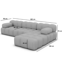 Escude canapé d'angle droit en velours beige foncé