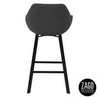 Moss chaise de bar pivotante tissu gris foncé piètement métal noir H75
