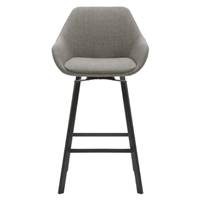 Moss chaise plan de travail pivotante en tissu gris argent pieds métal noir H65