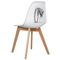 The Lady chaise scandinave d'artiste blanche et dessin noir