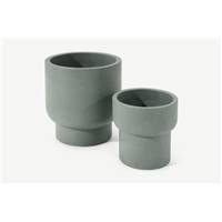 Colleta lot de 2 cache-pots ciment gris moucheté