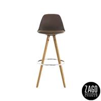 Popsy chaise de bar en PU taupe et chêne H66