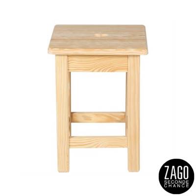 Region tabouret bas carré en pin brut motif coeur