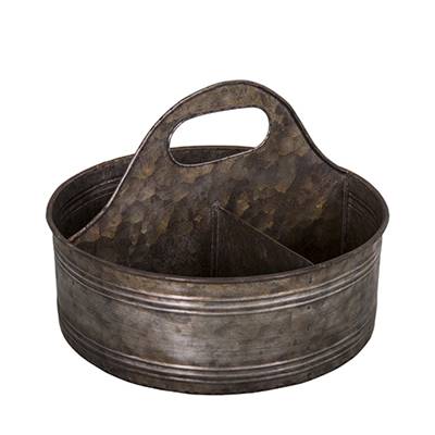 Panier zinc compartimenté avec une anse