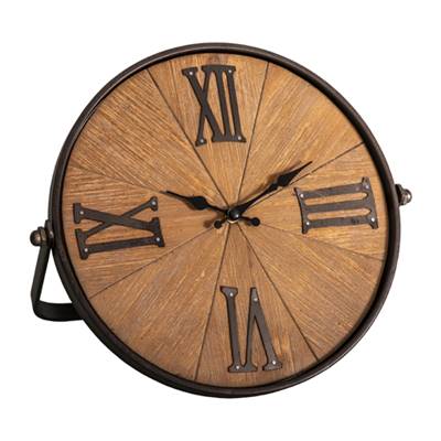 Pendulette fer et bois Ø 26 cm