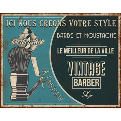 Plaque métal Vintage barber 22 x 28 cm