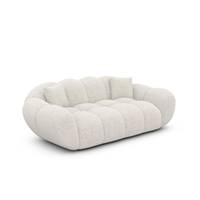 Sigono canapé 2 places en tissu bouclé blanc