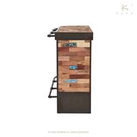 Nautical bar central angle gauche bois de bateau recyclé L164cm