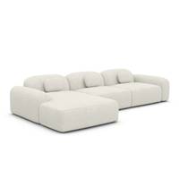 Buccana canapé d'angle gauche en tissu bouclé blanc