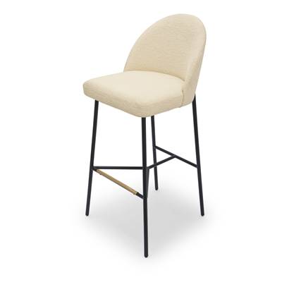 Nio tabouret de bar blanc bouclette et métal noir