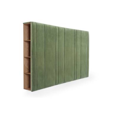 Jédéon tête de lit tissu vert avec rangement 180