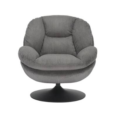 Topi fauteuil pivotant velours côtelé gris