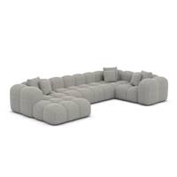 Cotton canapé panoramique angle gauche en tissu texturé gris clair
