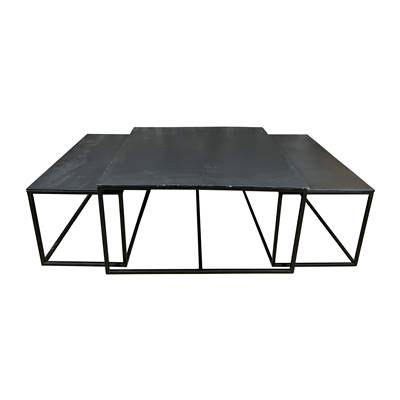 Wendie lot de 3 tables basses métal noir