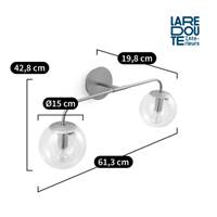 Manisa applique double laiton et verre transparent