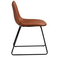 Ody chaise en PU marron et métal noir