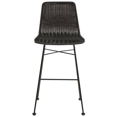 Cassita chaise de bar en résine tressée noir et métal noir