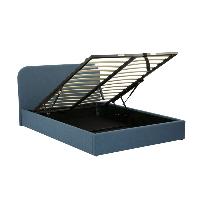 Flayat lit 140x190 avec coffre en tissu bleu