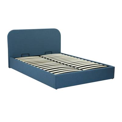 Flayat lit double avec coffre en tissu bleu 160x200
