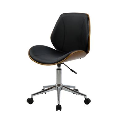 Aos chaise de bureau pivotante en bois et PU noir