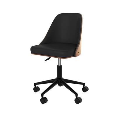 Lyssa chaise de bureau en bois foncé et PU noir
