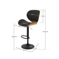 Linares chaise de bar réglable en cuir synthétique noir