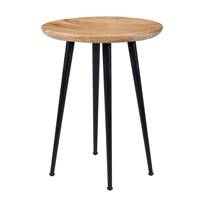 Montral tabouret rond industriel en acacia et 4 pieds mtal
