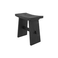 Ming tabouret en bois de teck recycl peint en noir