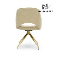 Adlad chaise de bureau rotative en tissu tweed sable et métal doré
