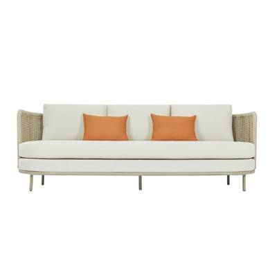 Saona canapé d'extérieur 3 places tissu blanc et métal taupe