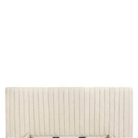 Faustin lit 160x200 en tissu crème vanille et bois