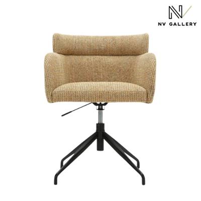 Baita chaise de bureau rotative en tissu tweedé jaune miami et métal noir