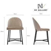 Nio chaise en velours taupe et métal noir