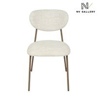 Bonnie chaise en chenille beige et métal cappuccino