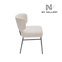 Lisea chaise en tissu tweed crème et métal noir