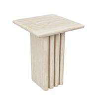 Jivan table d'appoint carrée effet travertin glossy